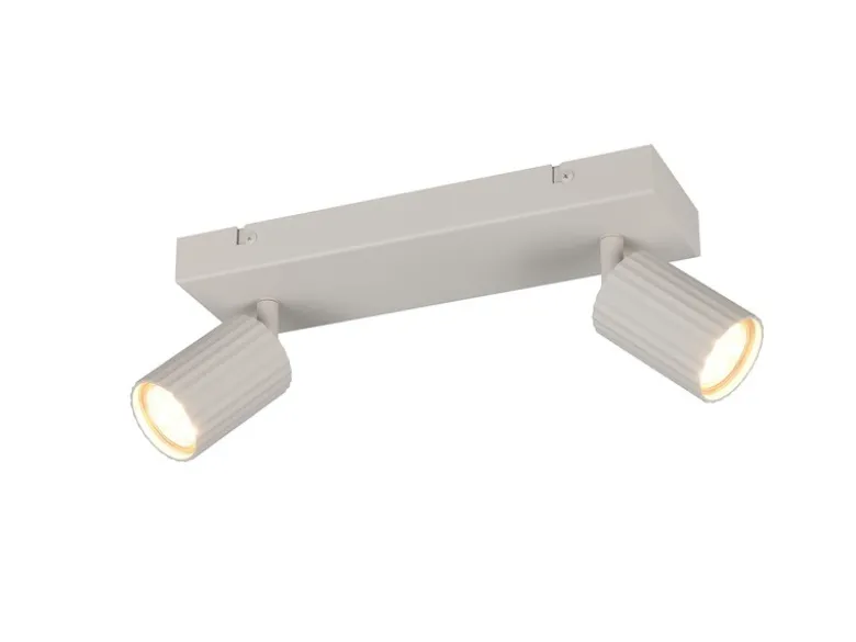 Deckenstrahler SOKA 2-flammig aus Metall Hellgrau, Breite 30cm