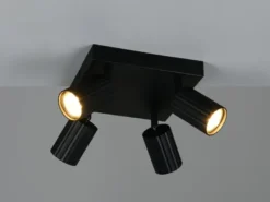 Deckenstrahler SOKA 4-flammig aus Metall Schwarz, Quadrat 20cm