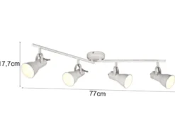 Deckenstrahler STEAM 4 flammig verstellbare Metallschirme Weiß, Breite 77cm