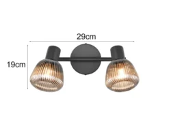 Deckenstrahler TARIFA 2-flammig mit Glasschirmen Chrom bedampft, Breite 29cm