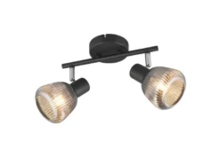 Deckenstrahler TARIFA 2-flammig mit Glasschirmen Chrom bedampft, Breite 29cm