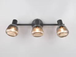 Deckenstrahler TARIFA 3-flammig mit Glasschirmen Chrom bedampft, Breite 47cm