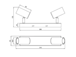 Deckenstrahler TARYN Weiß 2-flammig, Breite 26cm