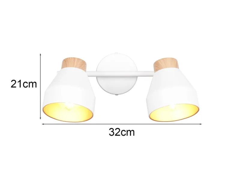 Deckenstrahler VALENTIN 2-flammig aus Metall Weiß innen Gold, Breite 32cm
