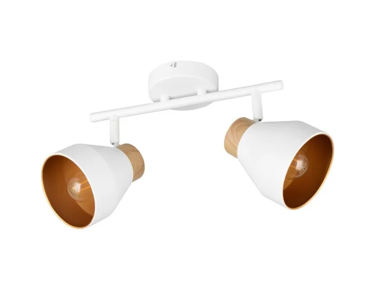 Deckenstrahler VALENTIN 2-flammig aus Metall Weiß innen Gold, Breite 32cm