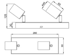 Deckenstrahler VANNES Weiß, Balken 2-flammig, Breite 26cm