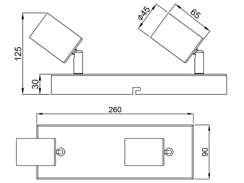 Deckenstrahler VANNES Weiß, Balken 2-flammig, Breite 26cm