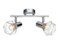 Deckenstrahler XARA 2-flammig, Gitter Silber Chrom Industrial, Breite 25,5cm