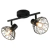 Deckenstrahler YAKO 2-flammig mit Drahtgeflecht Lampenschirmen, B: 39,5cm