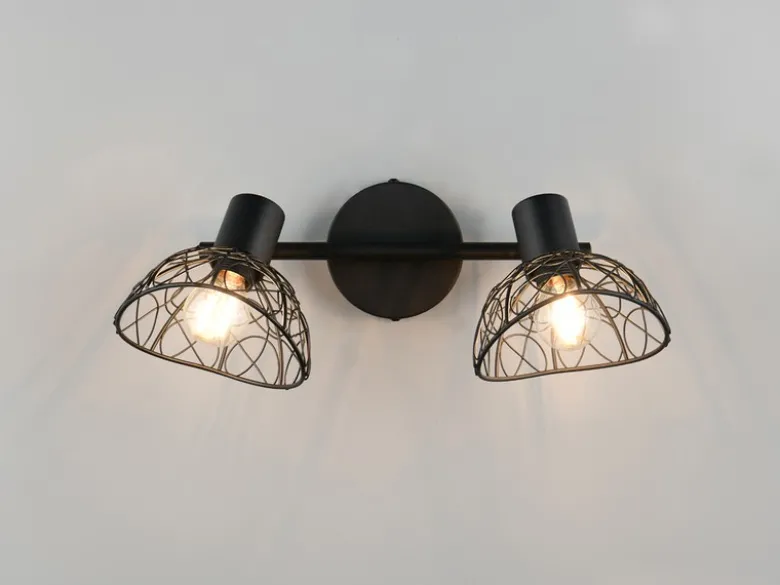 Deckenstrahler YAKO 2-flammig mit Drahtgeflecht Lampenschirmen, B: 39,5cm