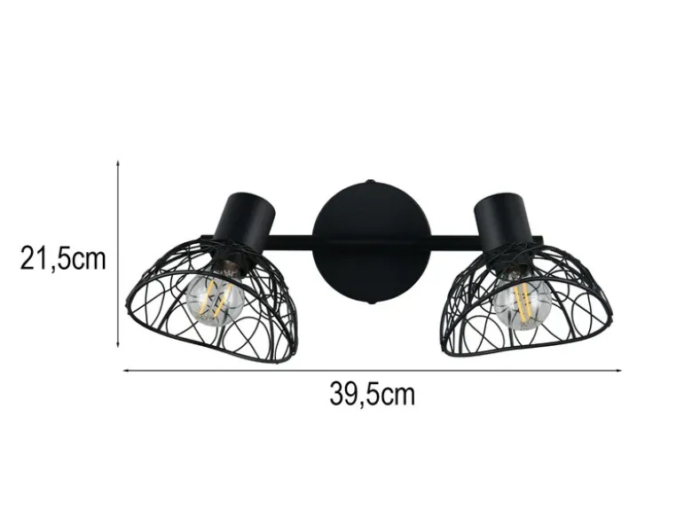 Deckenstrahler YAKO 2-flammig mit Drahtgeflecht Lampenschirmen, B: 39,5cm