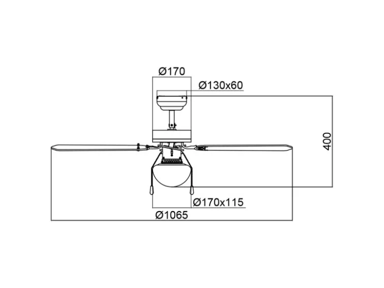 Deckenventilator HAMMERFEST mit Licht & Zugschalter, Weiß Holzoptik Ø 106,5cm