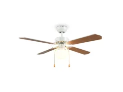 Deckenventilator HAMMERFEST mit Licht & Zugschalter, Weiß Holzoptik Ø 106,5cm