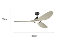 Deckenventilator IMARI mit LED Licht - Flügel in Holzoptik Weiß, Ø 165cm