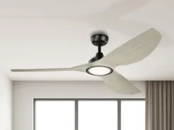 Deckenventilator IMARI mit LED Licht - Flügel in Holzoptik Weiß, Ø 165cm