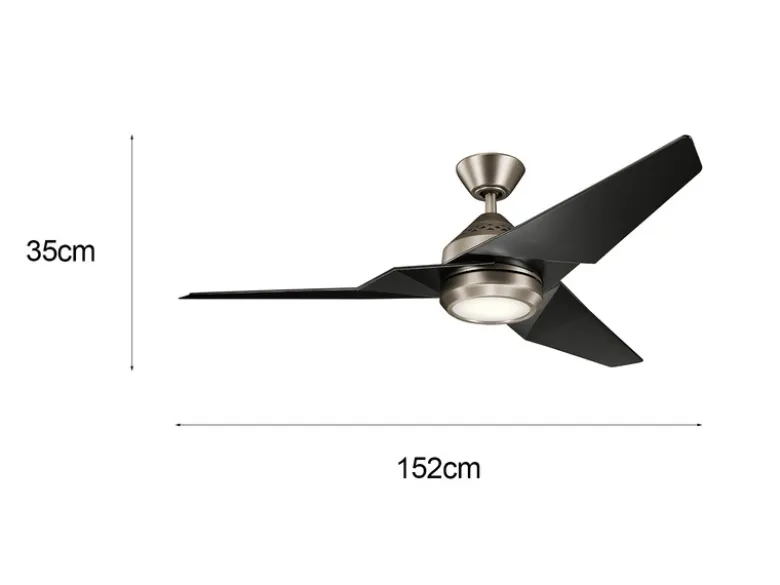 Deckenventilator JADE mit Licht und Fernbedienung, Schwarz-Silber, Ø 152cm