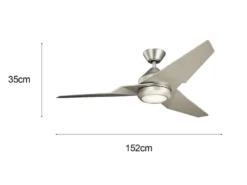 Deckenventilator JADE mit Licht und Fernbedienung, Silber matt, Ø 152cm
