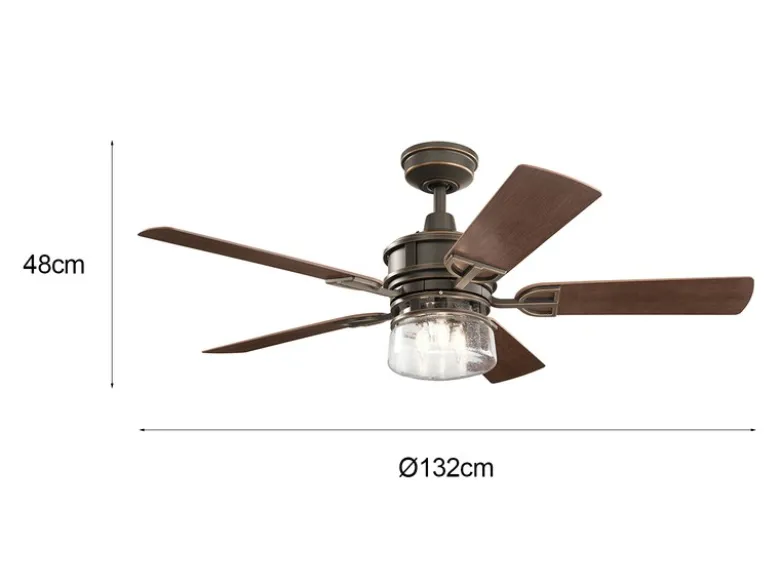 Deckenventilator LYNDON mit Licht & Fernbedienung, Feuchtraumgeeignet, Ø 132cm