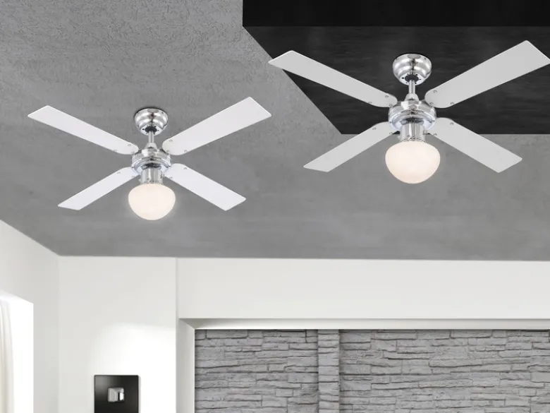 Deckenventilator mit Licht CHAMPION, Zugschalter, 2 Flügelfarben Ø105cm