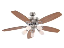 Deckenventilator mit Licht JERRY Zugschalter, Buche/Graphit Ø130cm
