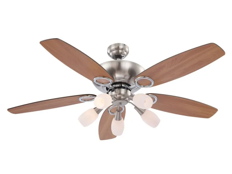 Deckenventilator mit Licht JERRY Zugschalter, Buche/Graphit Ø130cm
