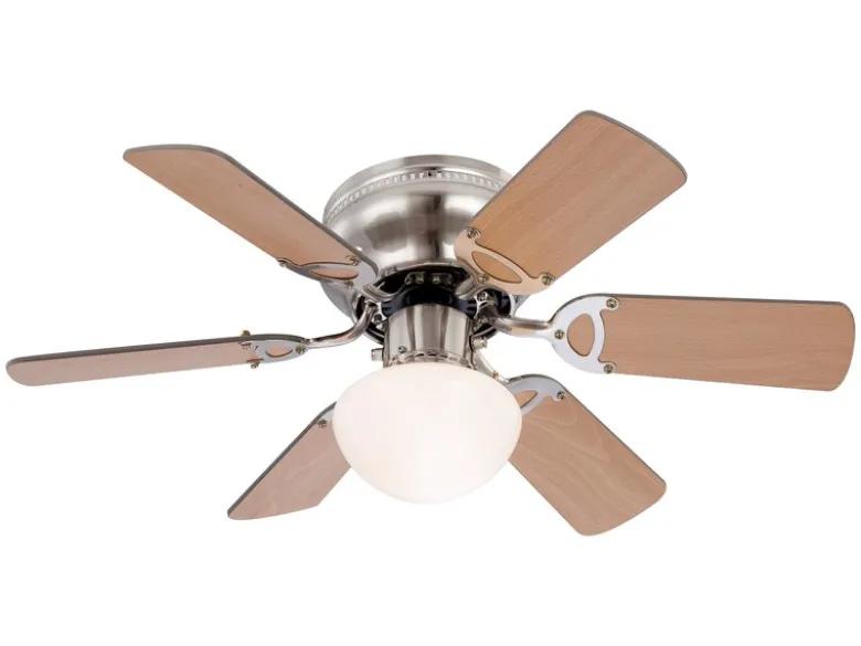 Deckenventilator UGO mit Licht und Zugschalter leise, Ahorn/Graphit Ø 76cm