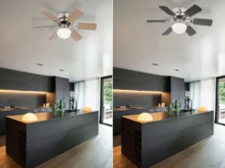 Deckenventilator UGO mit Licht und Zugschalter leise, Ahorn/Graphit Ø 76cm