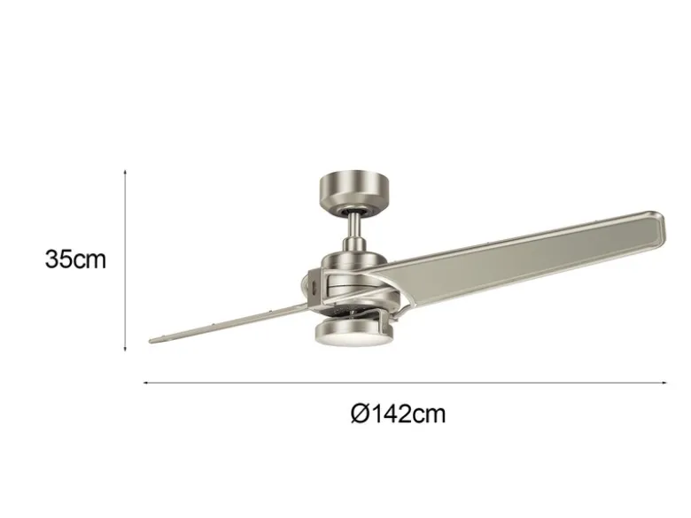 Deckenventilator XETY mit Licht und Fernbedienung, Silber, Ø 142cm