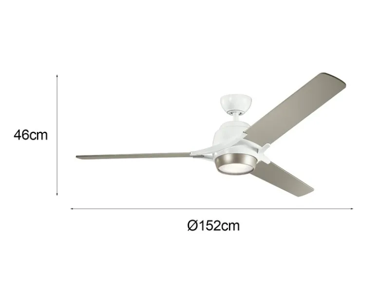 Deckenventilator ZEUS mit Licht und Fernbedienung, Weiß-Silber, Ø 152cm