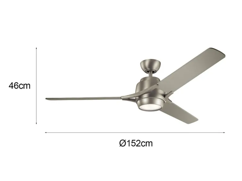 Deckenventilator ZEUS mit Licht und Fernbedienung, Silber, Ø 152cm