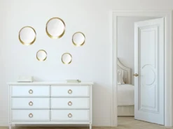 Deko Wandspiegel 5er Spiegel SET mit Rahmen in Gold & Magnet zum Kleben
