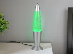 Deko LED RGB Tischleuchte mit Glitzer Batterie- oder USB betrieben, Höhe 34,5cm