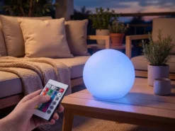 Deko LED RGBW Solar Kugelleuchte Outdoor mit Fernbedienung, Höhe 28cm