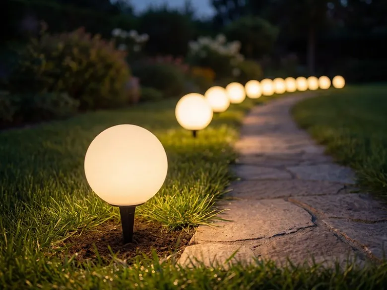 Deko LED RGBW Solar Kugelleuchte Outdoor mit Fernbedienung, Höhe 28cm