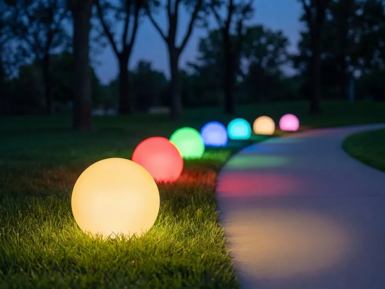 Deko LED RGBW Solar Kugelleuchte Outdoor mit Fernbedienung, Höhe 28cm