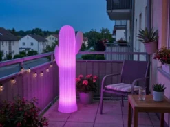 Deko LED RGBW Solarleuchte Kaktus mit Fernbedienung, Höhe 110cm