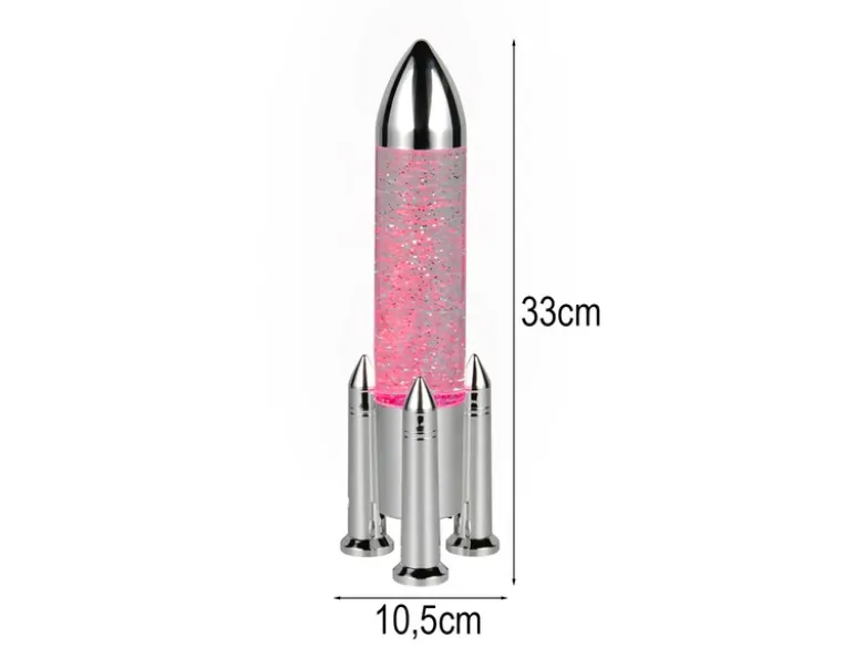 Deko RGB LED Tischleuchte Raketenlampe mit Glitzer per USB betrieben, Höhe 33cm