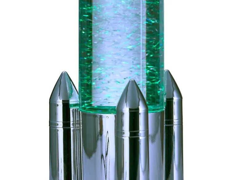 Deko RGB LED Tischleuchte Raketenlampe mit Glitzer per USB betrieben, Höhe 33cm