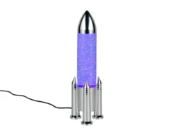 Deko RGB LED Tischleuchte Raketenlampe mit Glitzer per USB betrieben, Höhe 33cm
