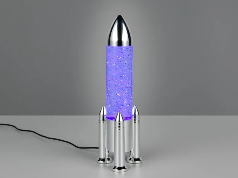 Deko RGB LED Tischleuchte Raketenlampe mit Glitzer per USB betrieben, Höhe 33cm