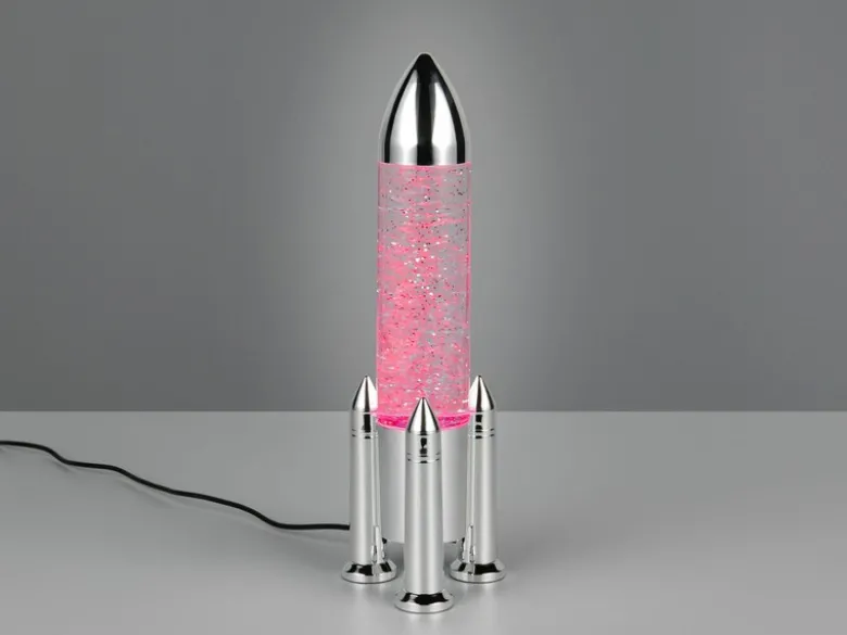 Deko RGB LED Tischleuchte Raketenlampe mit Glitzer per USB betrieben, Höhe 33cm