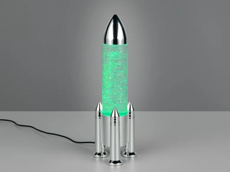 Deko RGB LED Tischleuchte Raketenlampe mit Glitzer per USB betrieben, Höhe 33cm