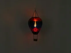 Deko Solarleuchte mit buntem Heißluftballon aus Glas & Flammeneffekt, Höhe 58cm