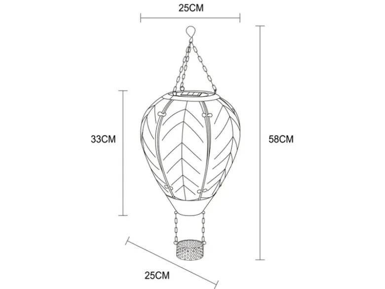 Deko Solarleuchte mit buntem Heißluftballon aus Glas & Flammeneffekt, Höhe 58cm