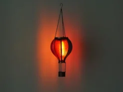 Deko Solarleuchte mit buntem Heißluftballon aus Kunststoff, Höhe 46,5cm
