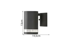Design Außenwandleuchte MODENA Downlight, Höhe 13cm, Schwarz