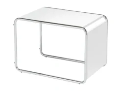 Designer Beistelltisch im Bauhausstil, wendbar, Weiß Höhe 67cm