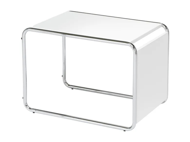 Designer Beistelltisch im Bauhausstil, wendbar, Weiß Höhe 67cm