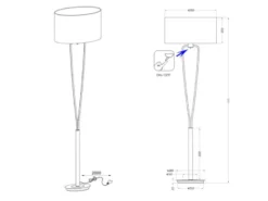 Designer LED Stehleuchte Silber mit Stoffschirm Weiß, Höhe 160cm