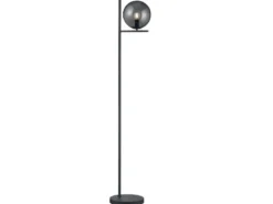 Design LED Stehleuchte Anthrazit mit Lampenschirm Glaskugel Rauchfarbig, 150cm